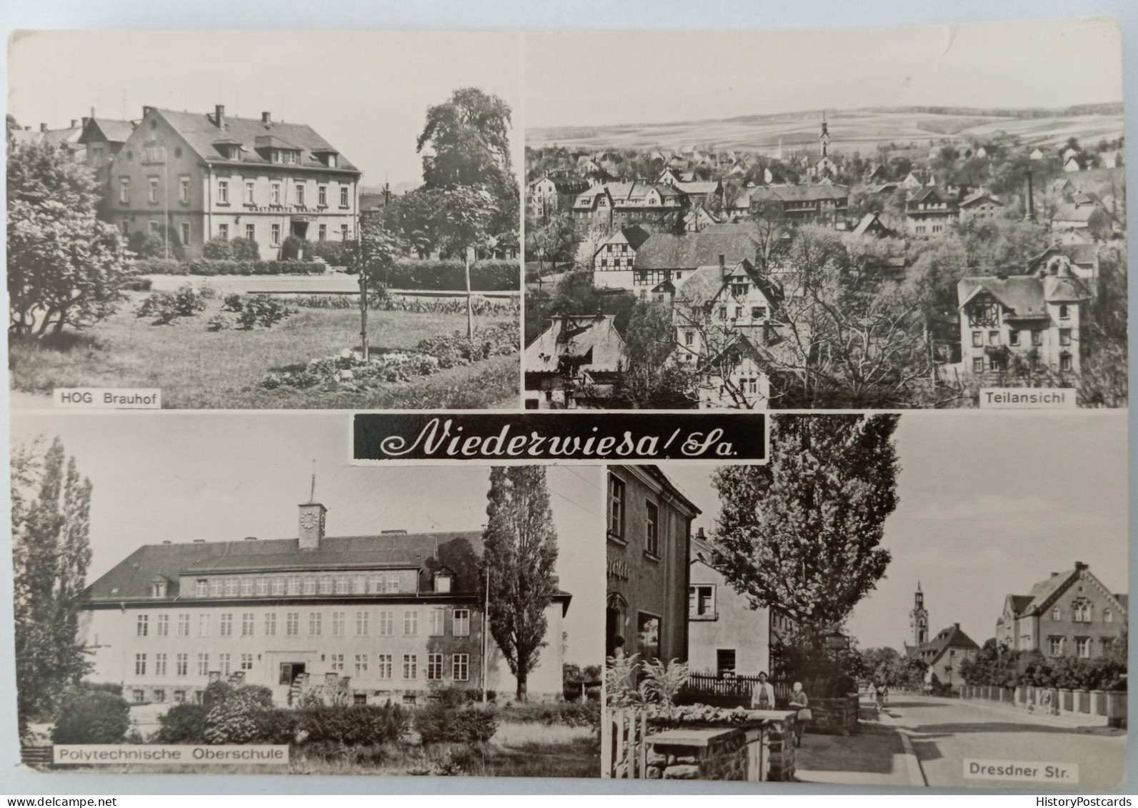 Niederwiesa, HOG Brauhof, Teilansicht, Oberschule, Dresdner Straße, 1975 - Niederwiesa