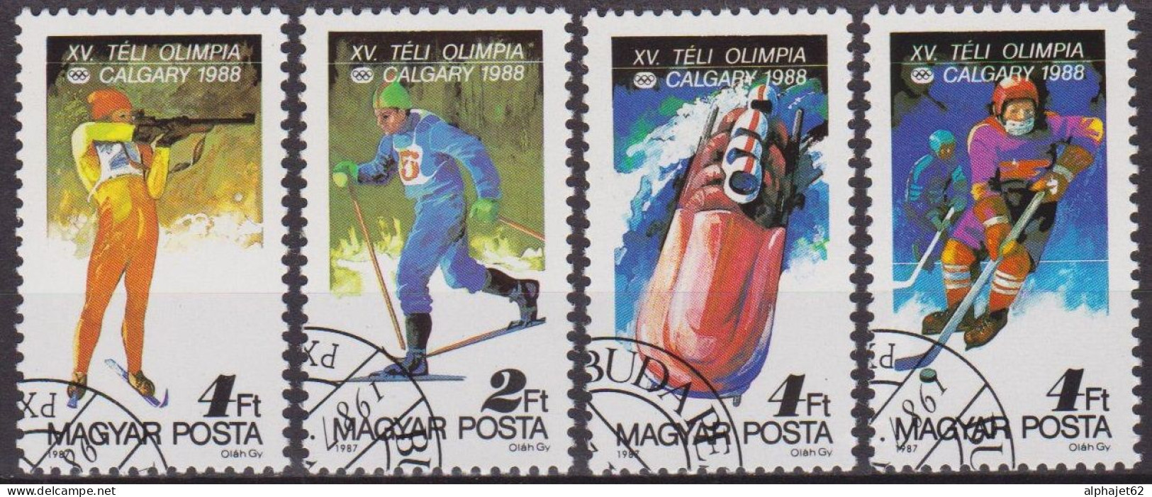 Sport Ski De Fond - Biathlon - Hockey Sur Glace - Bobsleigh à Quatre - HONGRIE - Jeux Olympiques - N° 3136 à 3139 - 1987 - Used Stamps