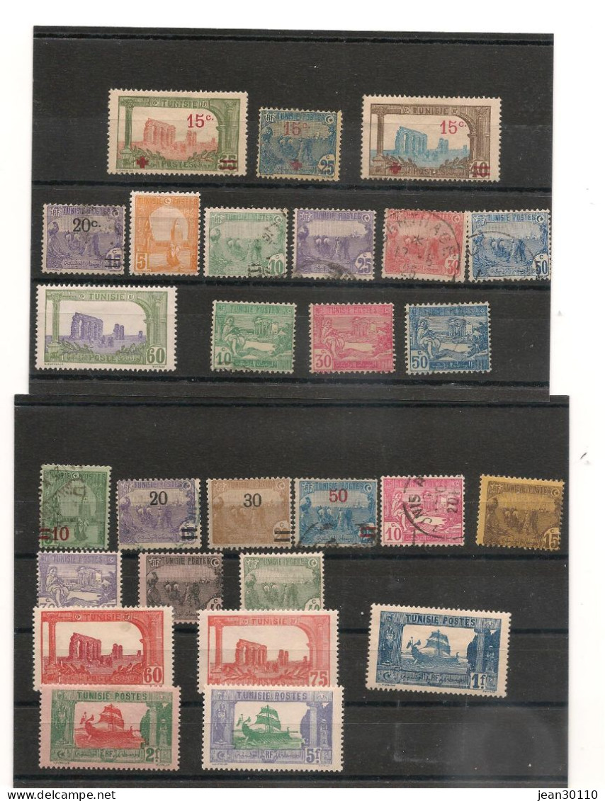 TUNISIE ANNÉE 1921/26 LOT DE TIMBRES  * Et Oblitérés Cote : 24,00 € - Usati