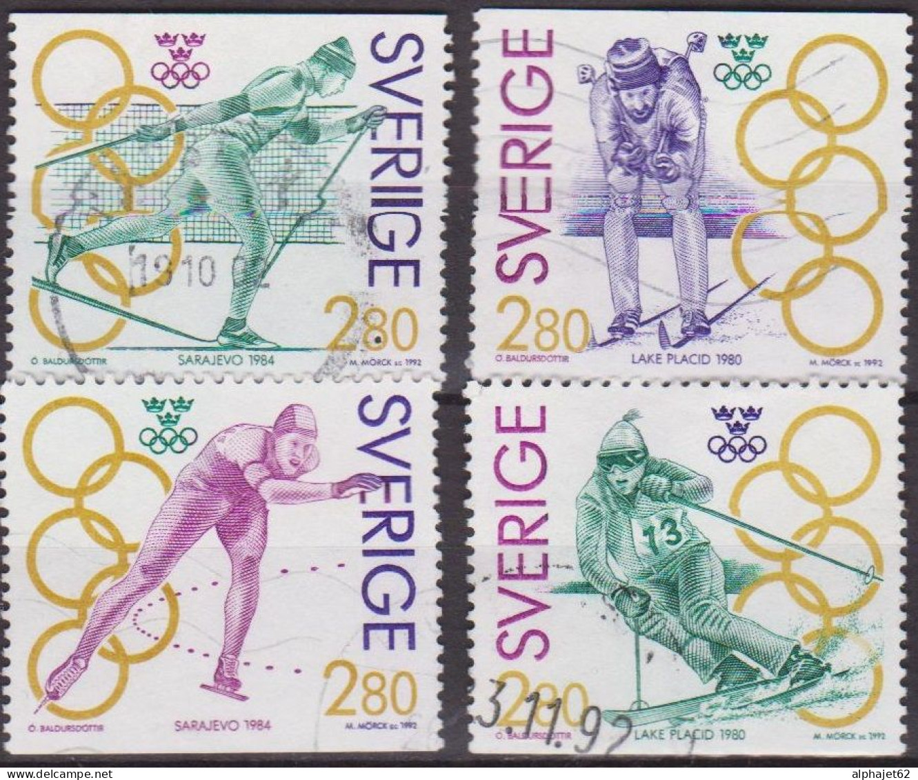 Sport - Jeux Olympiques - SUEDE - Ski De Fond, Ski Alpin, Slalom Géant - Patinage De Vitesse - N° 1682 à 1685 - 1992 - Gebraucht