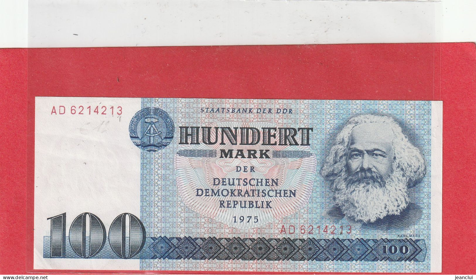 STAATSBANK DER DDR  .  100 MARK  .  1975    .  N°  AD 6214213 .  2 SCANNES - 50 Mark