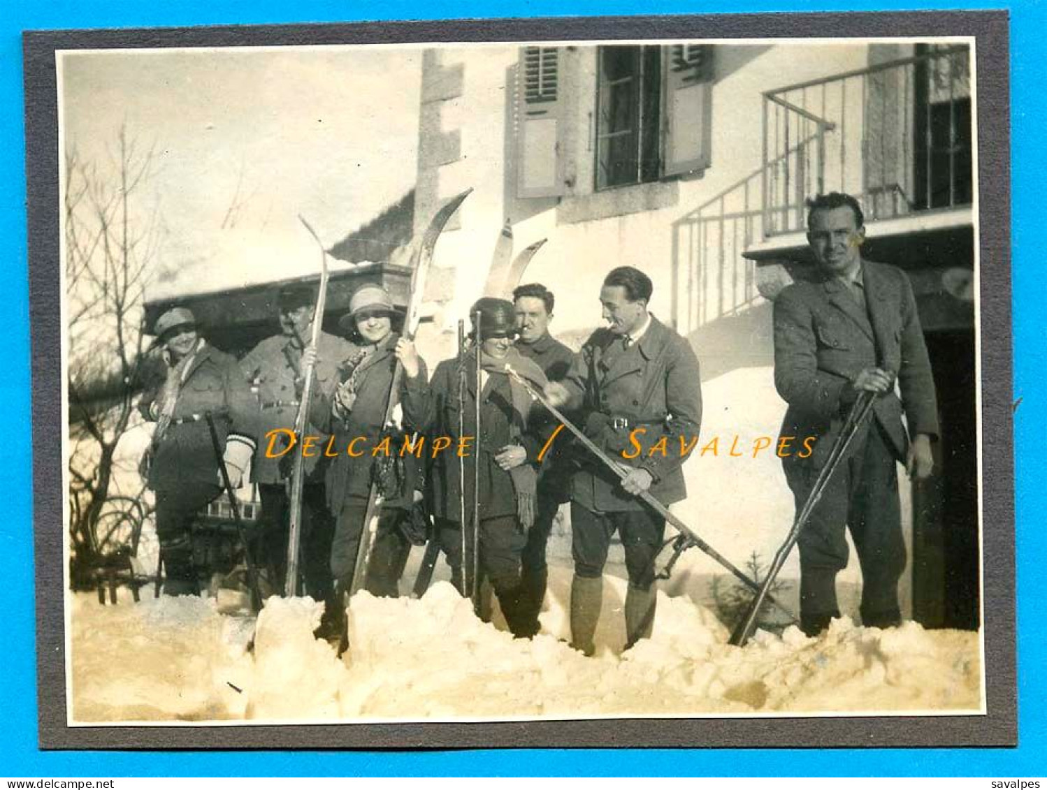 Chamonix 1924 * Groupe Skieurs Devant L’hôtel Beau-Séjour Au Lavancher * Photo Originale - Orte