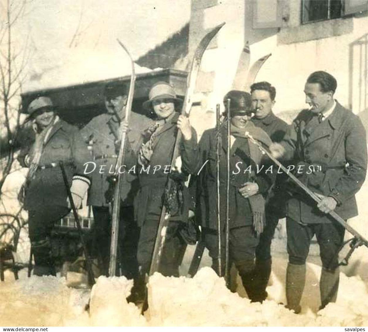 Chamonix 1924 * Groupe Skieurs Devant L’hôtel Beau-Séjour Au Lavancher * Photo Originale - Orte