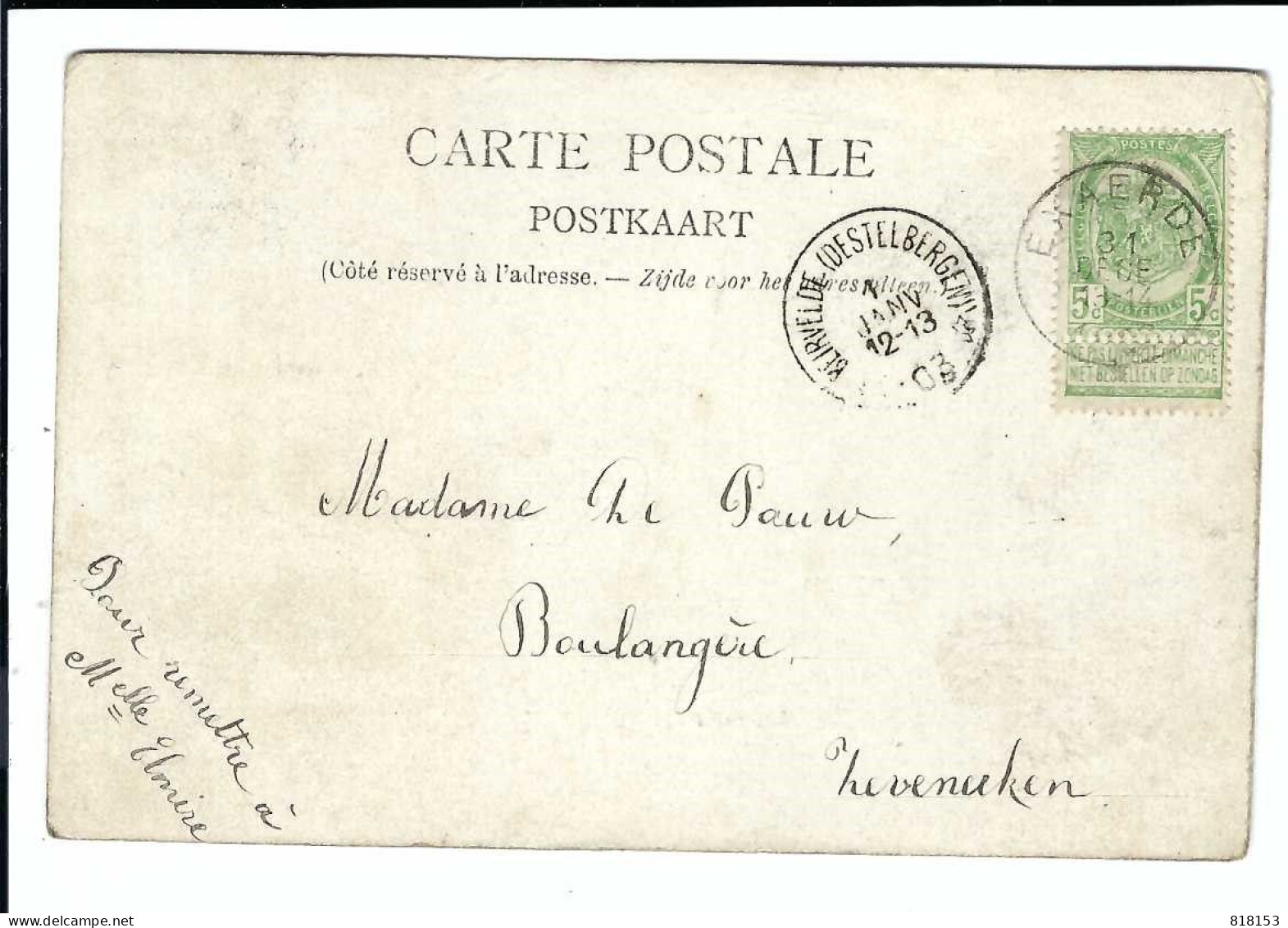 Meise  Meysse  La Cure 1903 (met Sterstempel BEIRVELDE (DESTELBERGHEN) - Meise