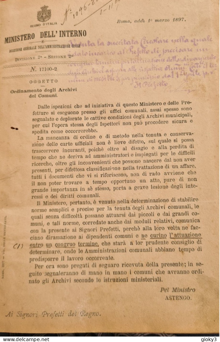 LIBRO RILEGATO PROTOCOLLO E ARCHIVIO UFFICI COMUNALI 1897 BARI - Libros Antiguos Y De Colección