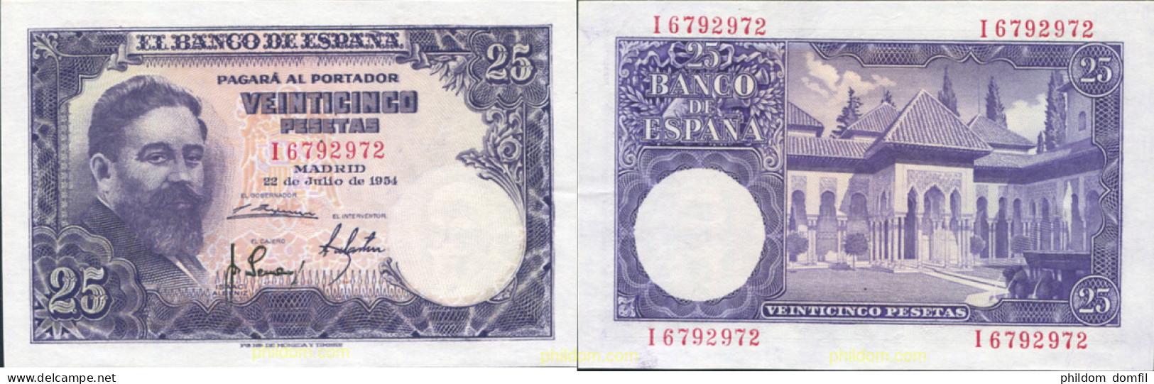 8480 ESPAÑA 1954 25 Pesetas 22 De Julio 1954 - Isaac Albeniz - Otros & Sin Clasificación