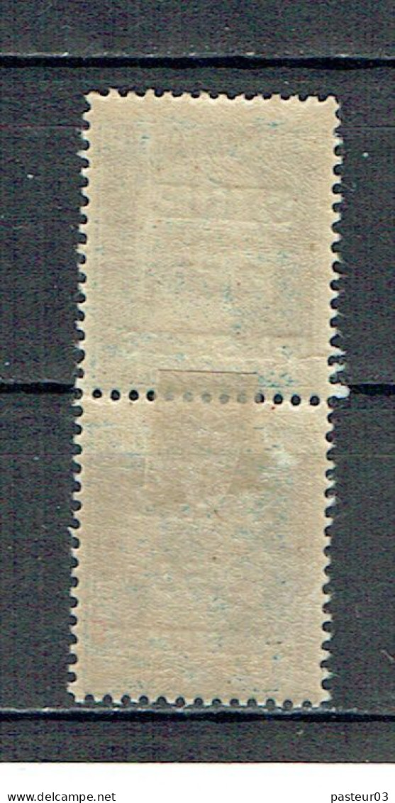 121 SYRIE Pasteur 50 C. Bleu Paire Verticale Charnière - Neufs