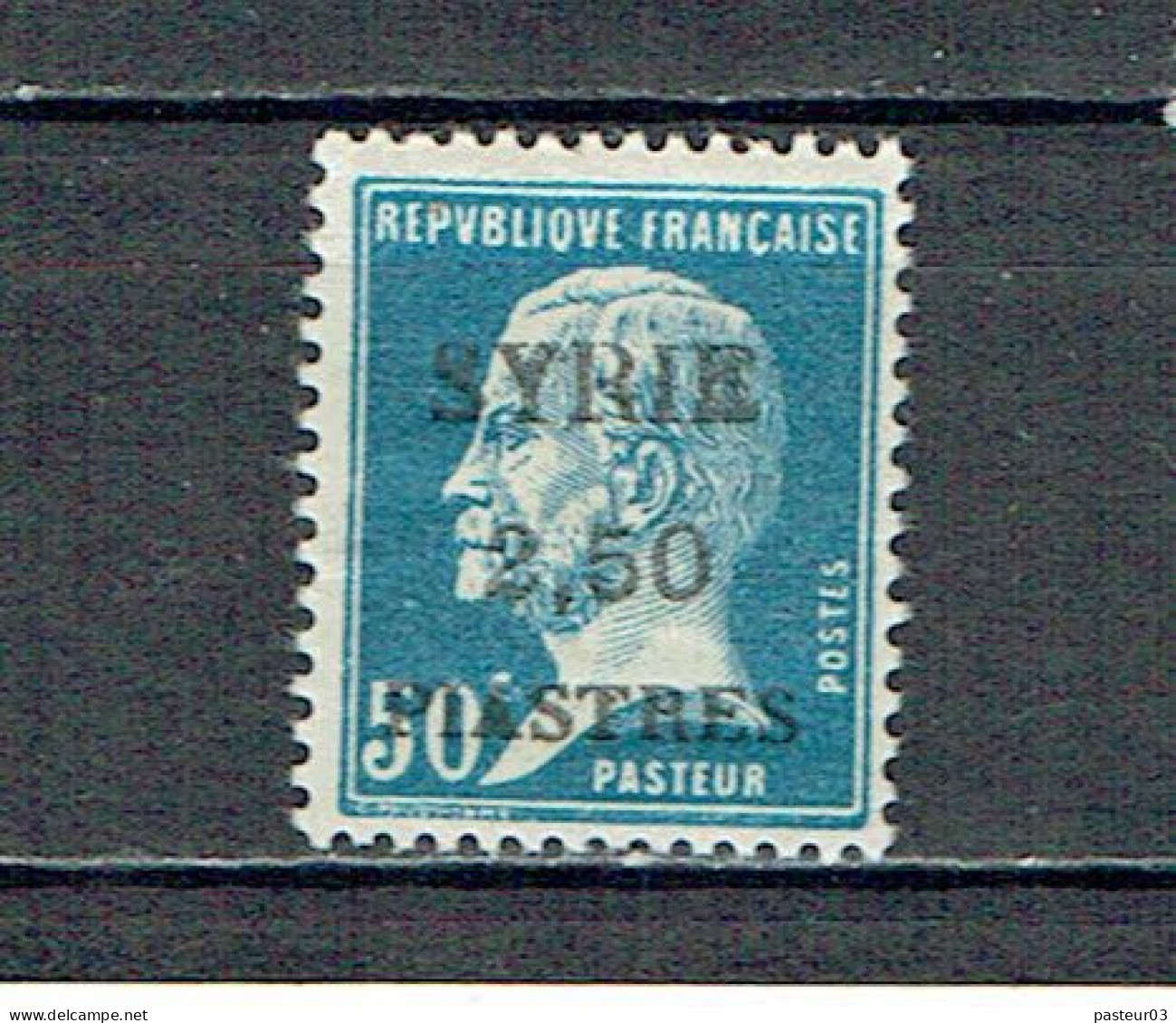121 SYRIE Pasteur 50 C. Bleu Charnière (2) - Unused Stamps