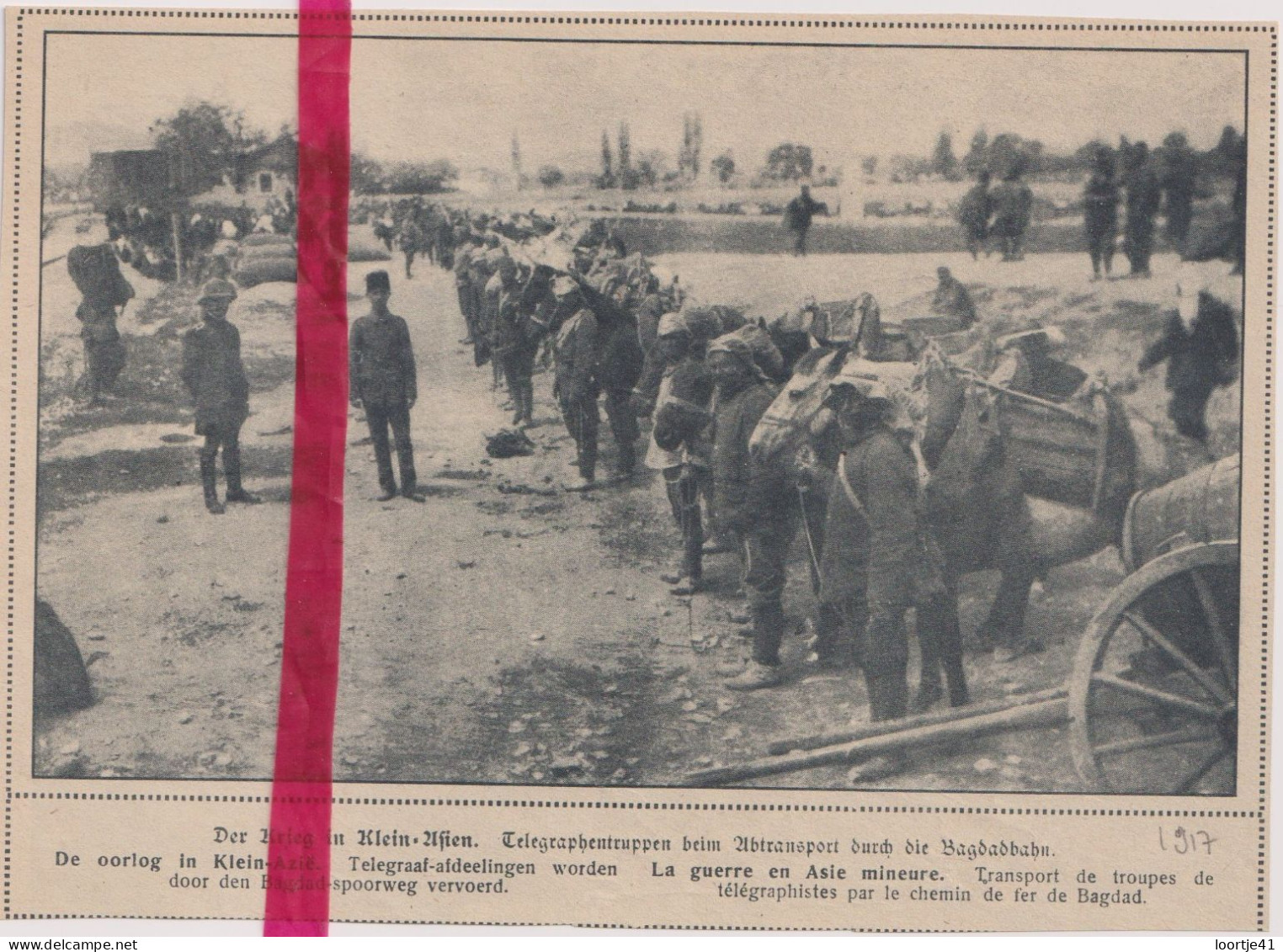 Oorlog Guerre 14/18 - Telegraaf Afdeling Transport Via Spoorweg Bagdad - Orig. Knipsel Coupure Tijdschrift Magazine 1917 - Non Classés