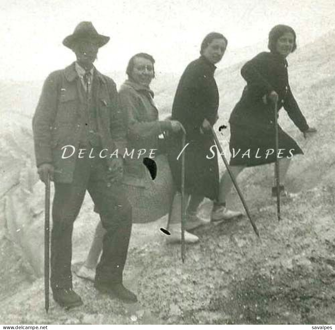 Chamonix * Mer De Glace Guide Et 3 Femmes * Photo Originale Vers 1920 - Lugares