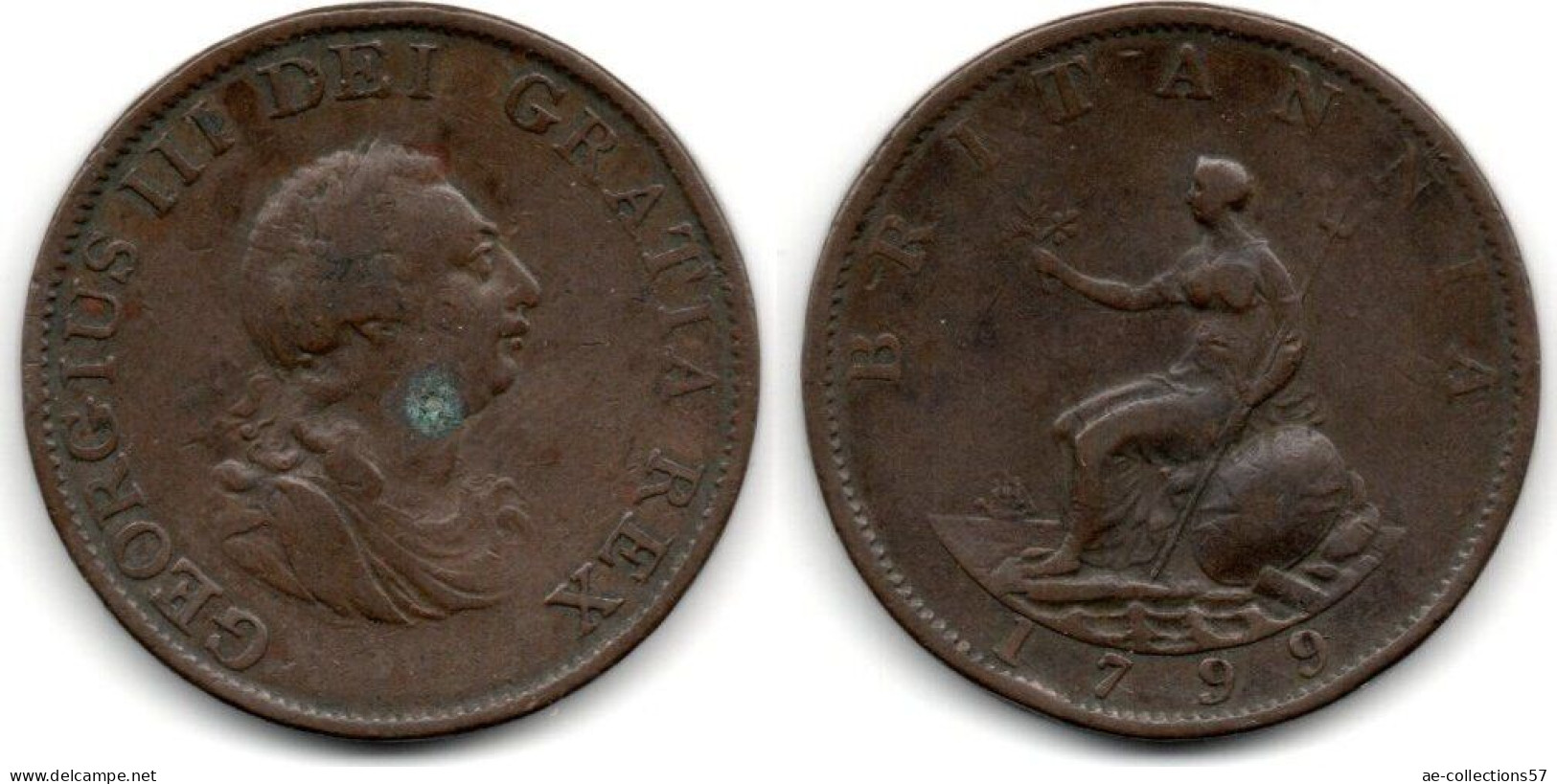 MA // 33067  /  Grande Bretagne - Great Britain   1/2 Penny 1799    TB+ - B. 1/2 Penny