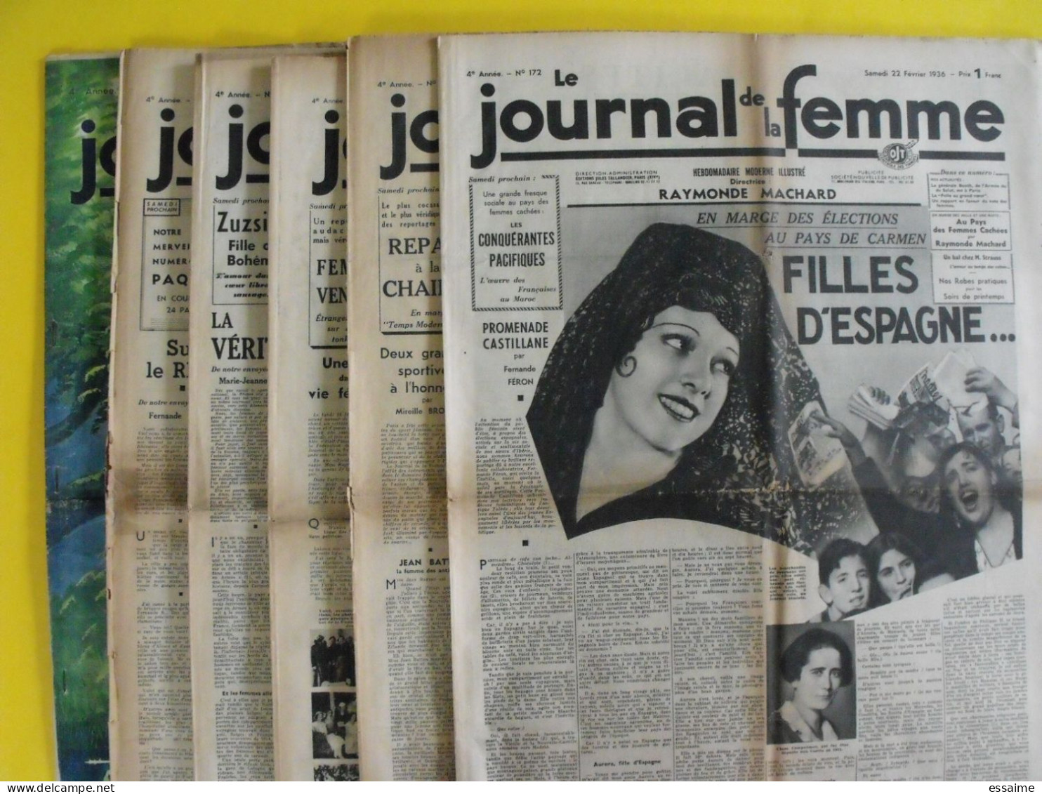 6 N° De Le Journal De La Femme De 1936. Revue Féminine. Espagne Ligue Des Femmes Raymonde Machard Charlot Rhénanie Chine - 1900 - 1949