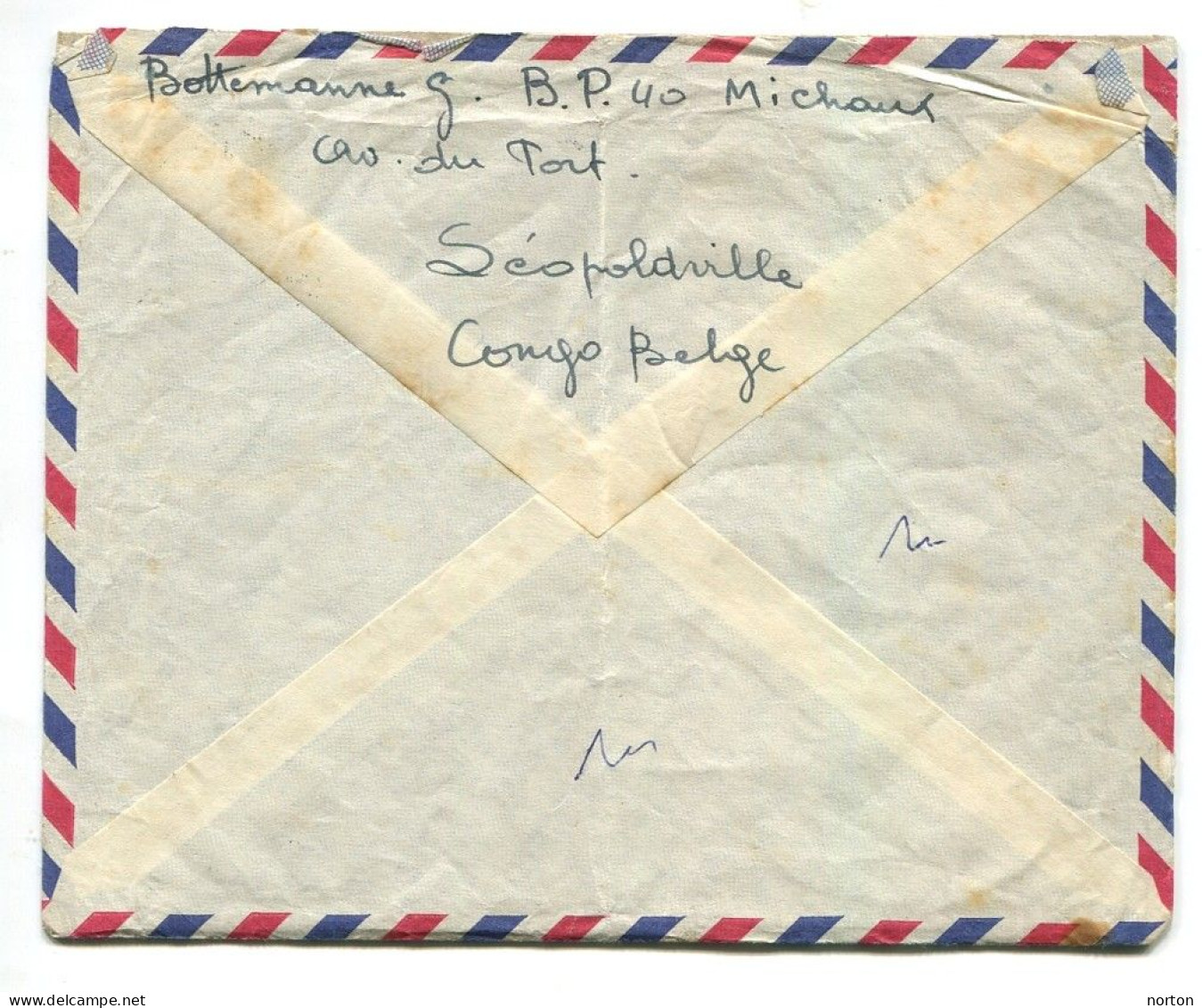 Congo Léopoldville 1 Oblit. Keach 12B(T)1 Sur C.O.B. 317 Sur Lettre Vers Maurage Le 17/06/1958 - Brieven En Documenten