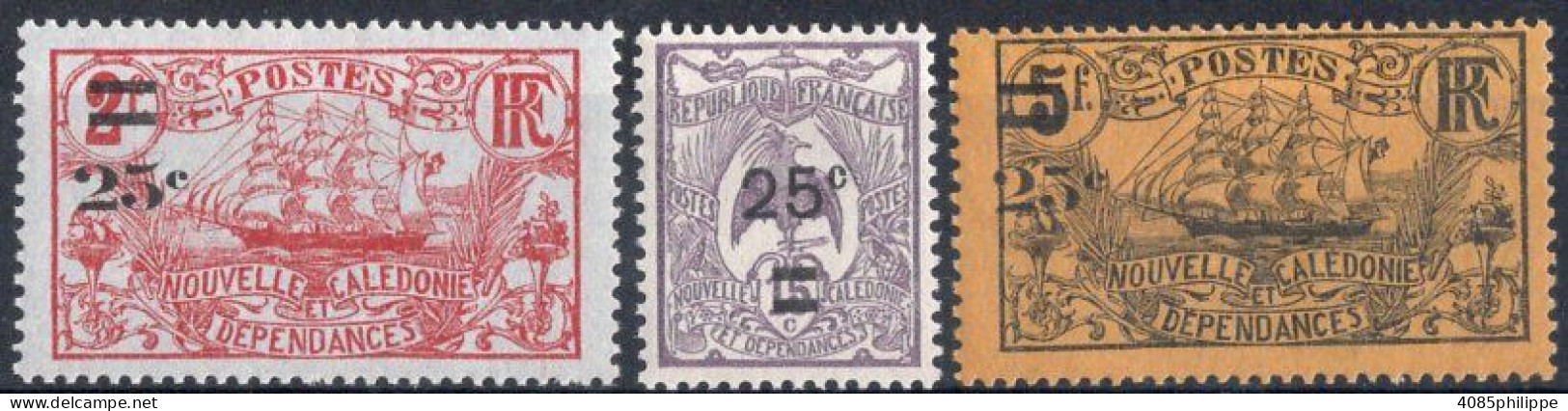 Nvelle CALEDONIE Timbres-Poste N°127*, 128* & 129a* Neufs Charnières TB Cote : 6€50 - Ongebruikt