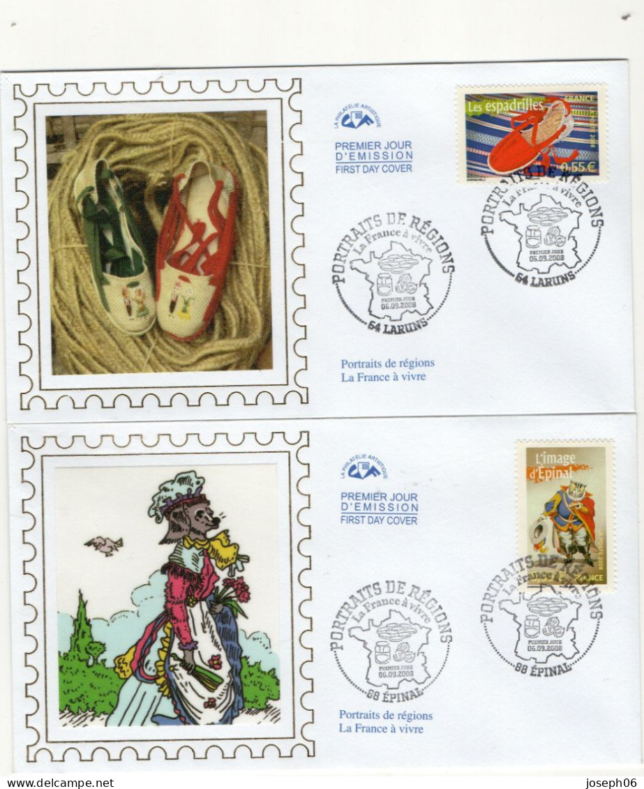 FRANCE    2008   FDC  Y.T. N° 4260  à  4269  Complet  Oblitéré. Frais De Gestion Compris - 2000-2009