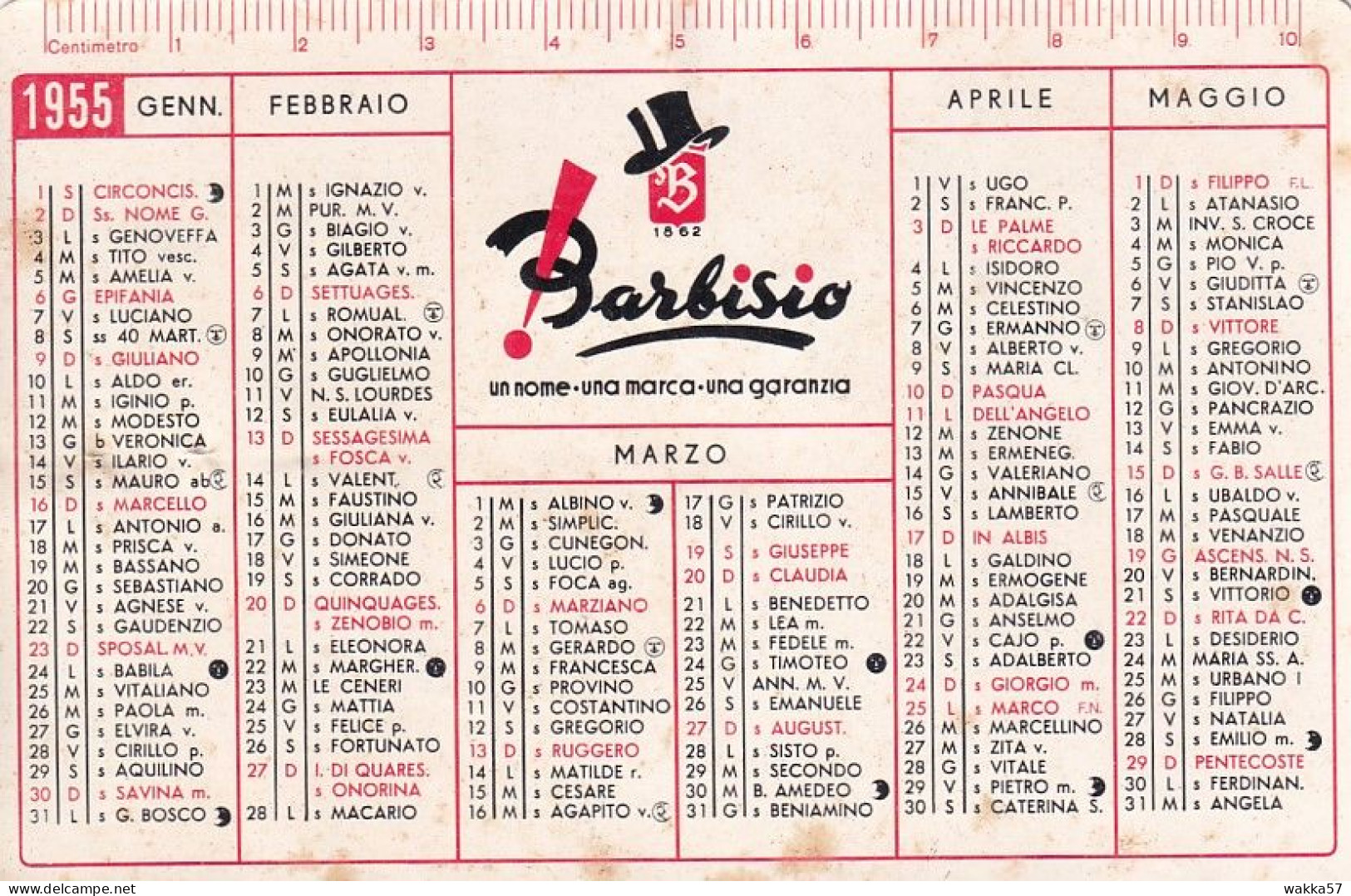 XK 656 Calendarietto Tascabile In BARBISIO 1955 - Petit Format : 1941-60