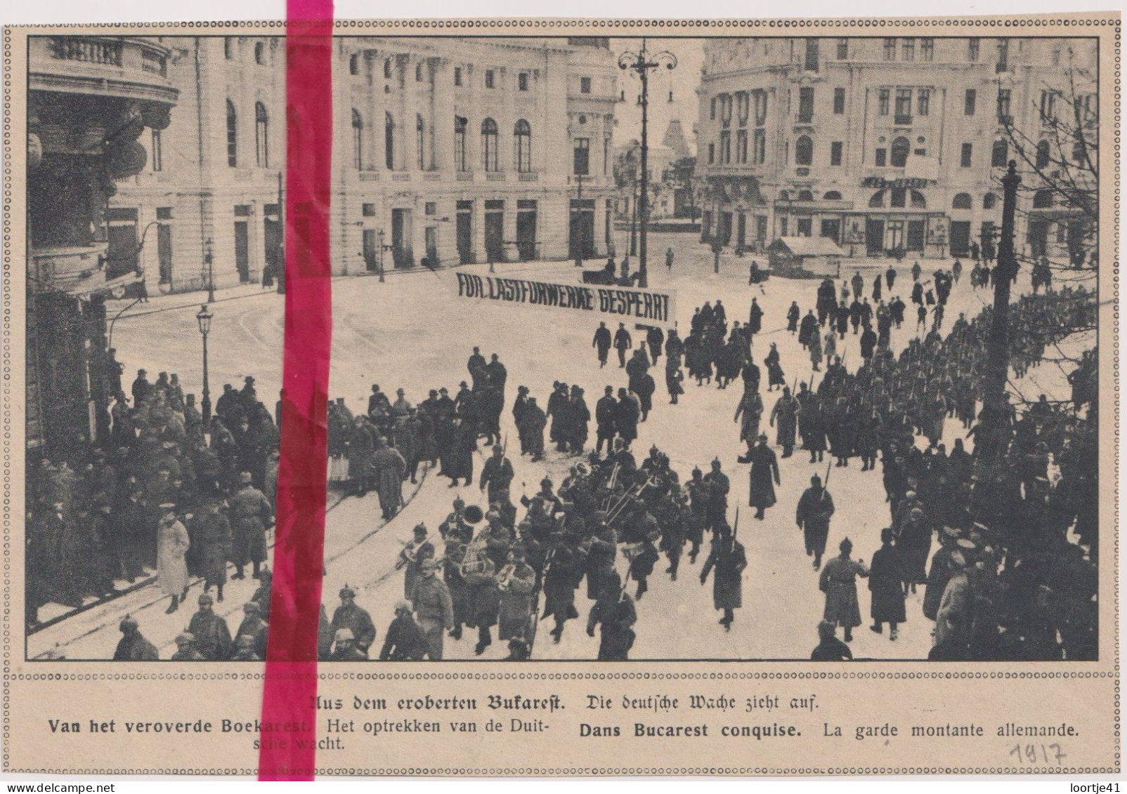 Oorlog Guerre 14/18 - Boekarest Bucarest - Duitse Wacht, Soldats - Orig. Knipsel Coupure Tijdschrift Magazine - 1917 - Unclassified