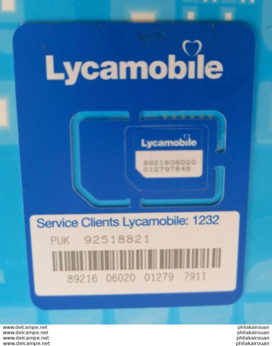 Carte SIM Lycamobile Mini Format - Tunisia