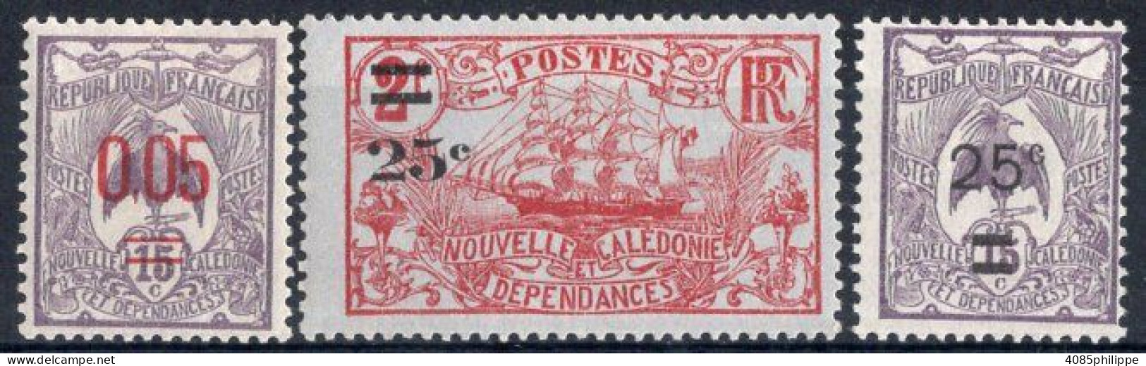 Nvelle CALEDONIE Timbres-Poste N°126* à 128* Neufs Charnières TB Cote : 2€75 - Nuovi