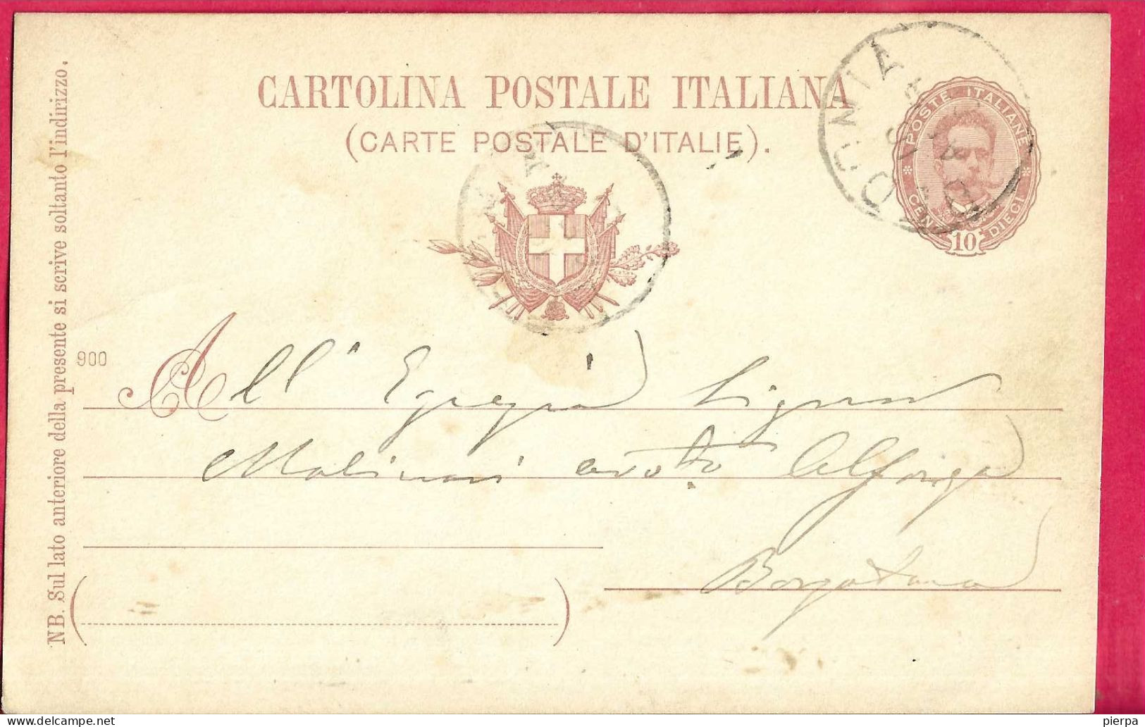 ANNULLO CSG " BEDONIA *6.4.01* SU INTERO CARTOLINA POSTALE UMBERTO (INT. 25\900) PER BORGOTARO - Storia Postale