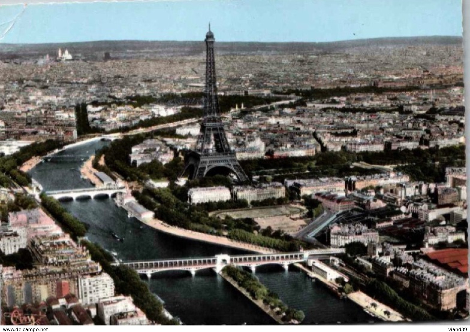 La Seine Et La Tour Eiffel - Vue Aérienne    Cachet Postal. 1967 - Tour Eiffel