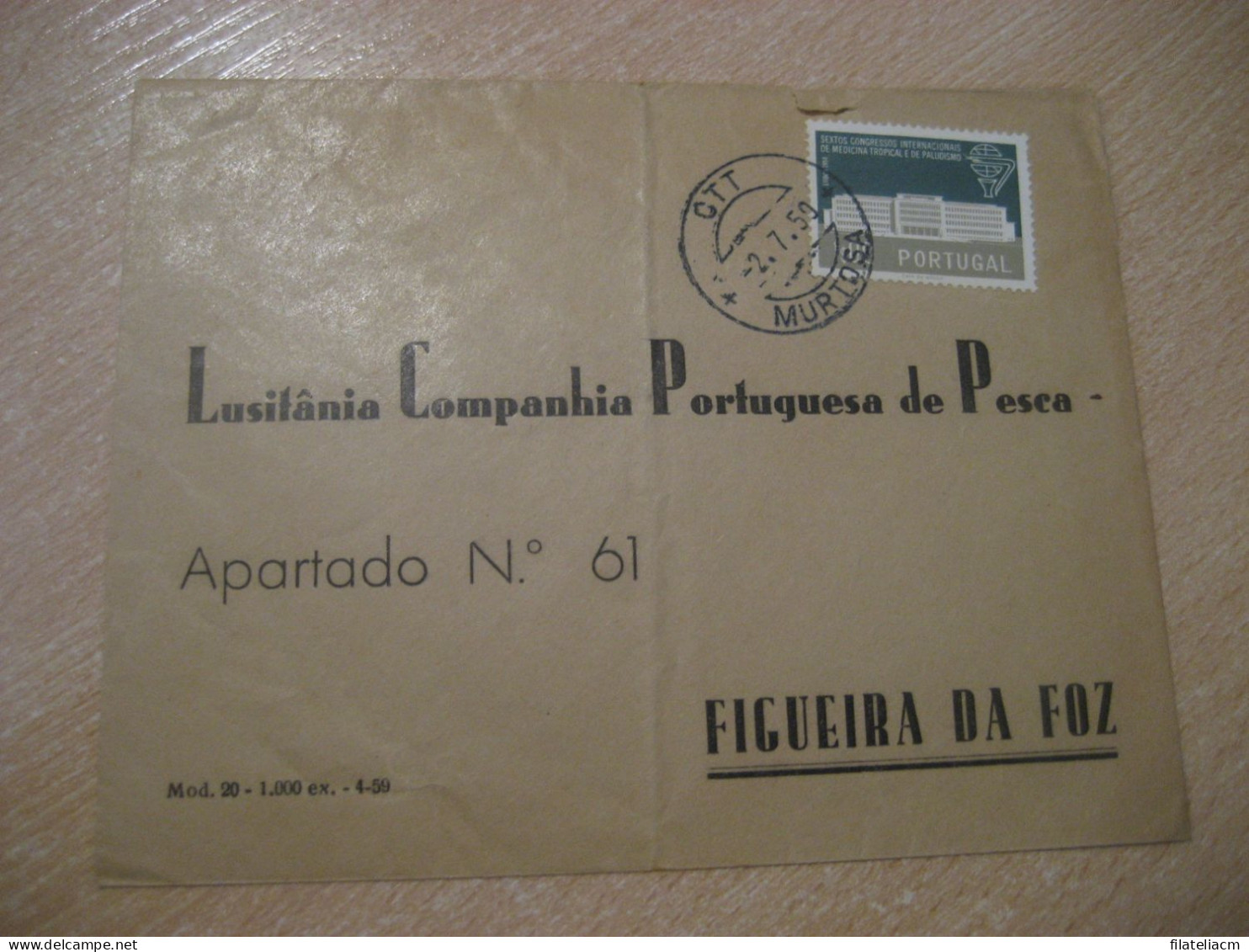 MURTOSA 1959 To Figueira Da Foz Tropical Medicine And Malaria Health Sante Cancel Slight Damaged Cover PORTUGAL - Cartas & Documentos