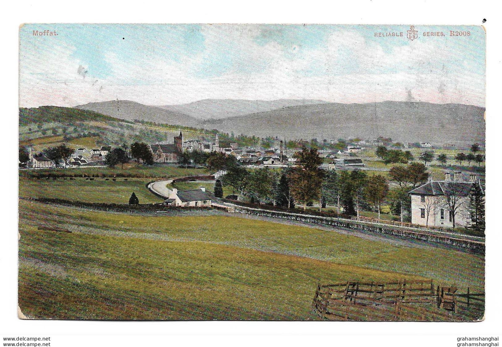 Postcard UK Scotland Dumfriesshire Moffat View Of Town Reliable Series By Ritchie Posted 1908 - Dumfriesshire