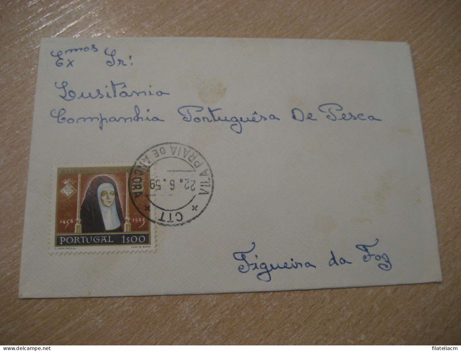 VILA PRAIA DE ANCORA 1959 To Figueira Da Foz Leonor Queen Royalty Cancel Cover PORTUGAL - Lettres & Documents