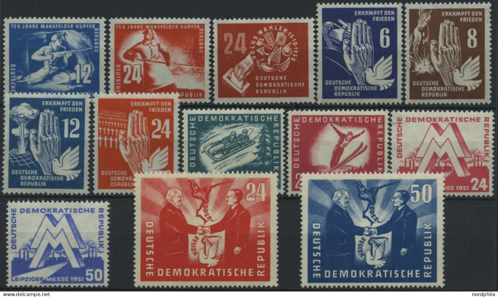 DDR 273-85 **, 1950/1, 13 Prachtwerte, Mi. 146.- - Used Stamps