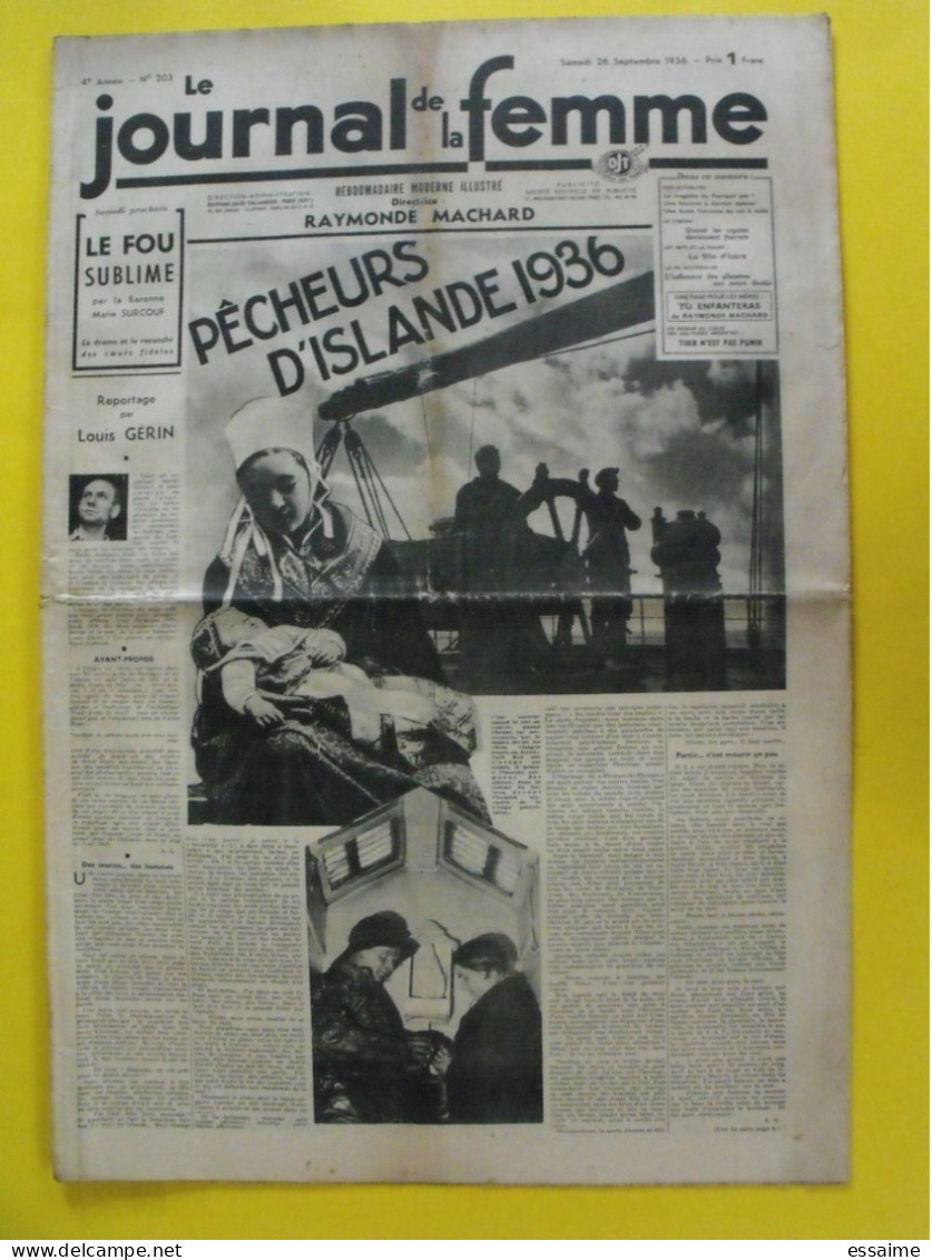 6 N° De Le Journal De La Femme De 1936. Revue Féminine Tino Rossi Camille Flammarion Jeux Olympiques Espagne Islande - 1900 - 1949