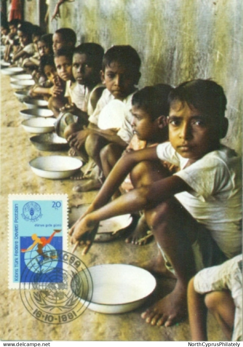 Turkish Cyprus Zypern Chypre Cipro " 1981 UN World Hunger Day  " Maximum Card - Autres & Non Classés