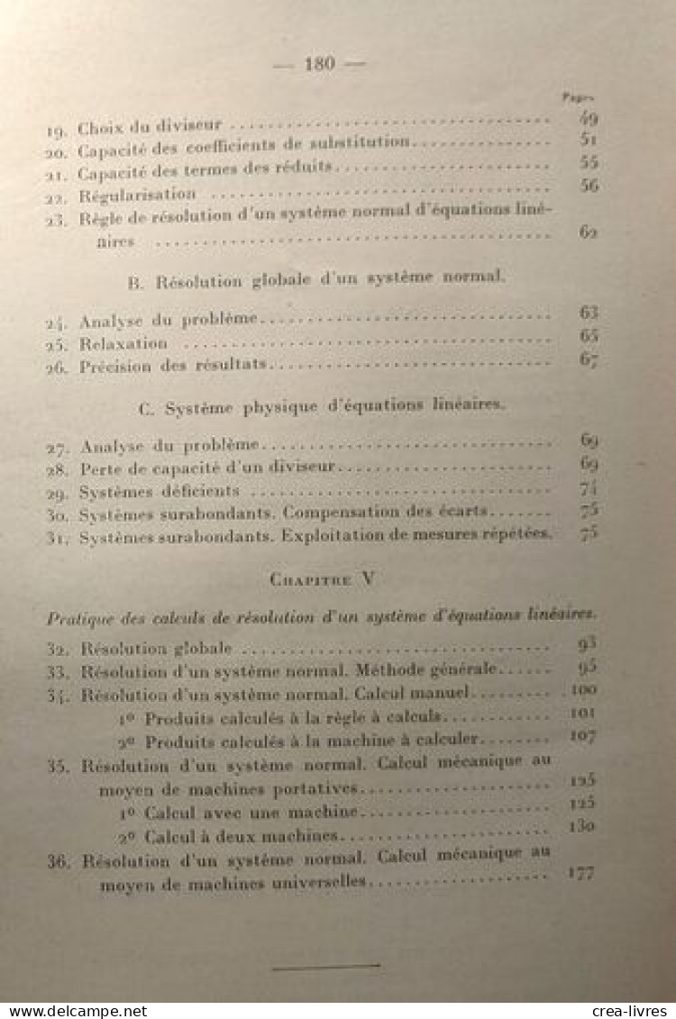 Résolution Numérique Des Systèmes D'équations Linéaires - Volume 2 De Cette Collection - Unclassified