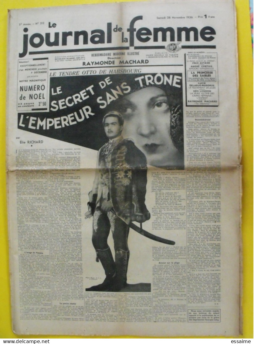 4 N° De Le Journal De La Femme De 1936. Revue Féminine Fred Astaire Rudolph Valentino Fraya Maryse Bastié Sympson Chine - 1900 - 1949