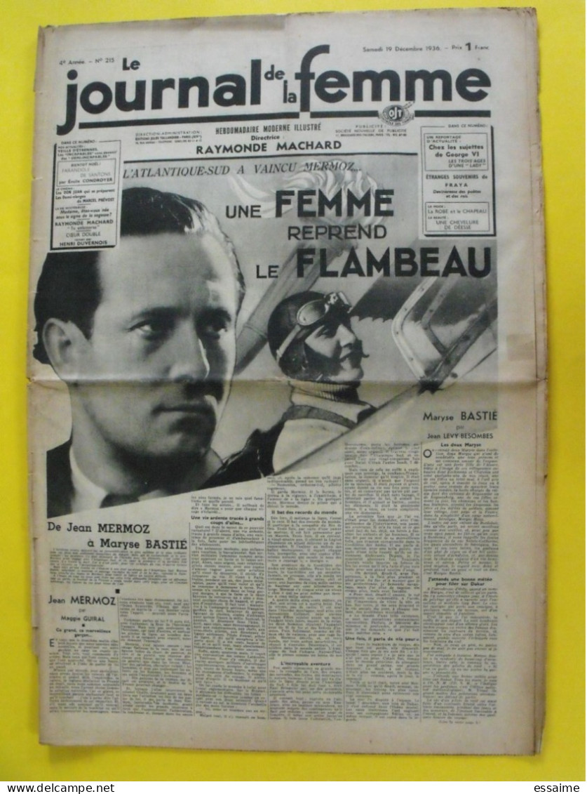 4 N° De Le Journal De La Femme De 1936. Revue Féminine Fred Astaire Rudolph Valentino Fraya Maryse Bastié Sympson Chine - 1900 - 1949