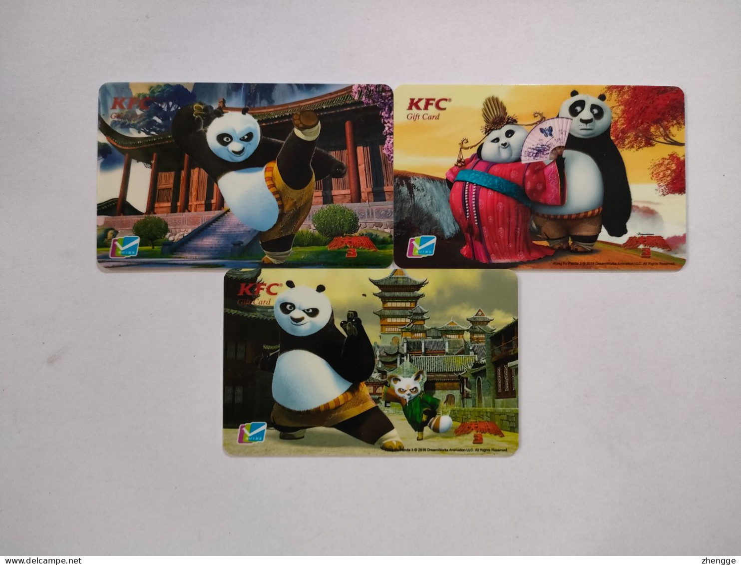 China Gift Cards, KFC,movie, Kung Fu Panda, 100 RMB, (3pcs) - Cartes Cadeaux