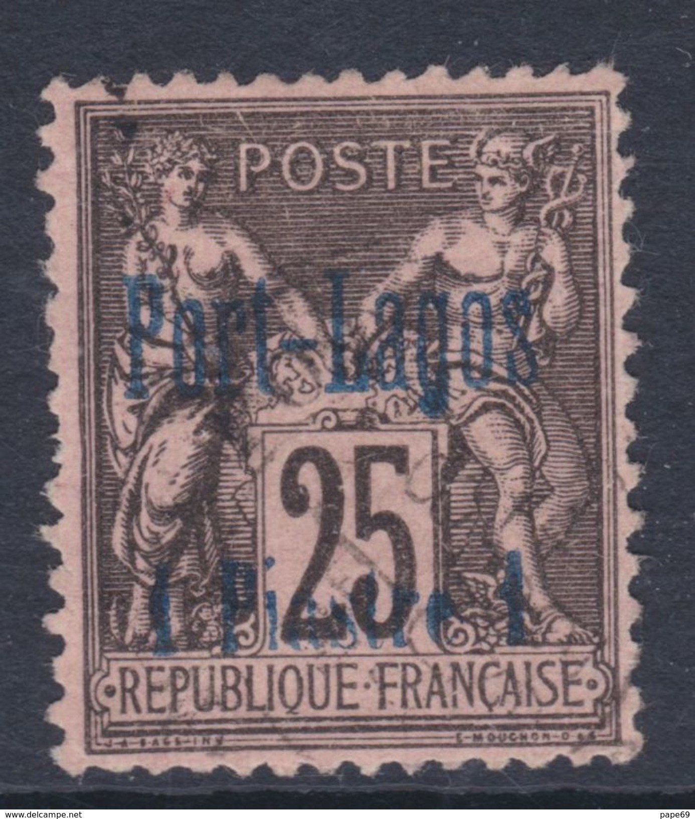 Port-Lagos N° 4 O  1 Pi Sur 25 C. Noir Sur Rose, Oblitération Très Légère Sinon TB - Used Stamps