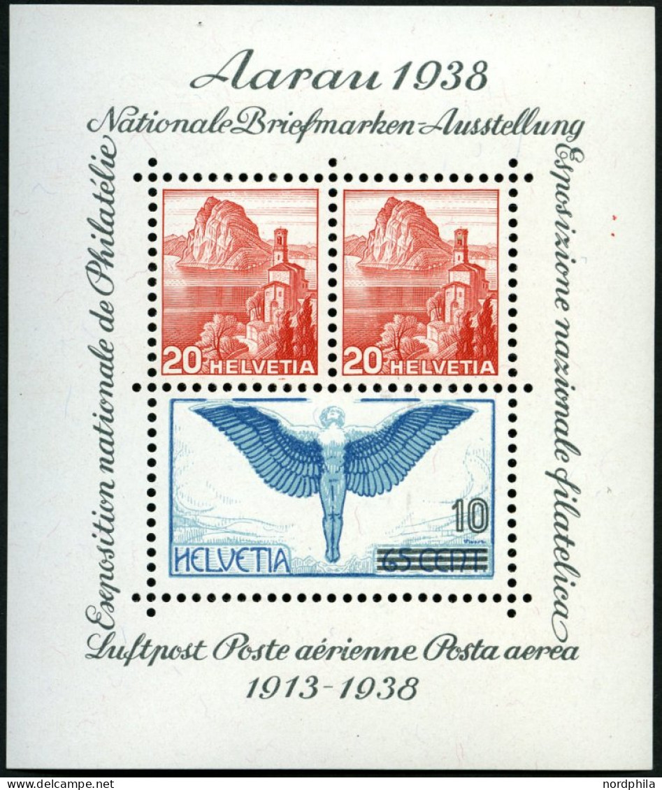 SCHWEIZ BUNDESPOST Bl. 4 **, 1934, Block Aarau, Pracht, Mi. 75.- - Blocks & Sheetlets & Panes