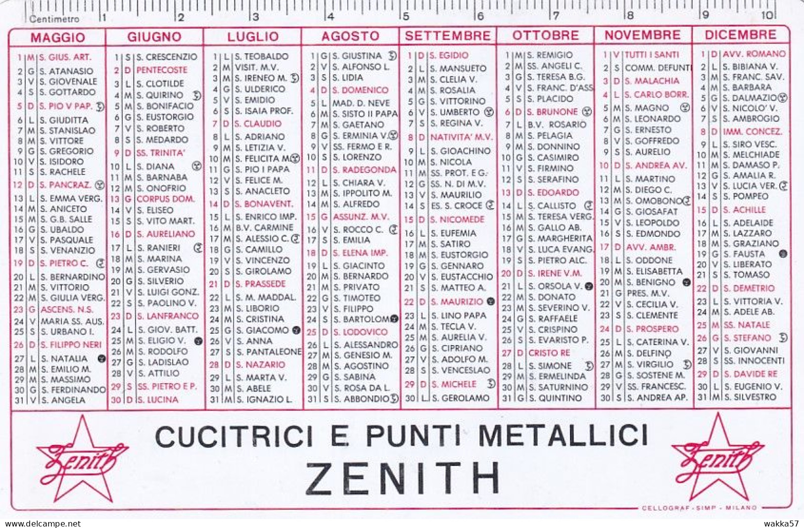 XK 664 Calendarietto Tascabile  Coccoina Balma, Capoduri - Voghera 1968 - Petit Format : 1961-70