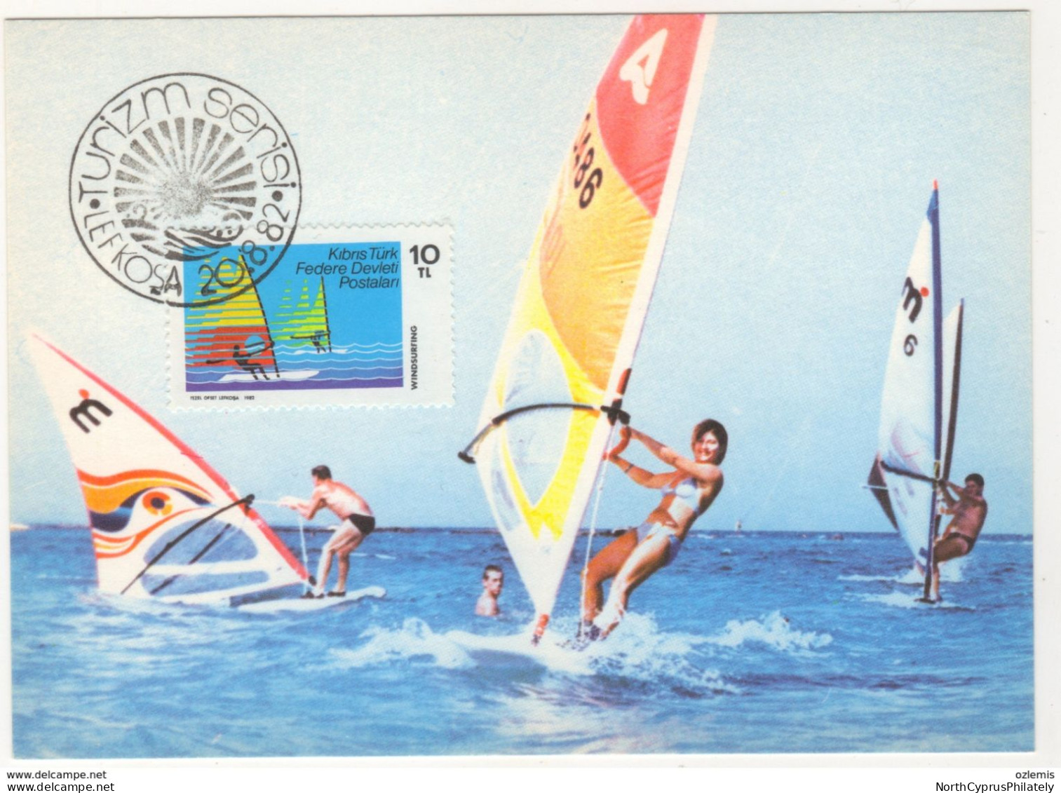 Turkish Cyprus Zypern Chypre Cipro " 1982 Turism See Windsurfig  " Maximum Card - Other & Unclassified