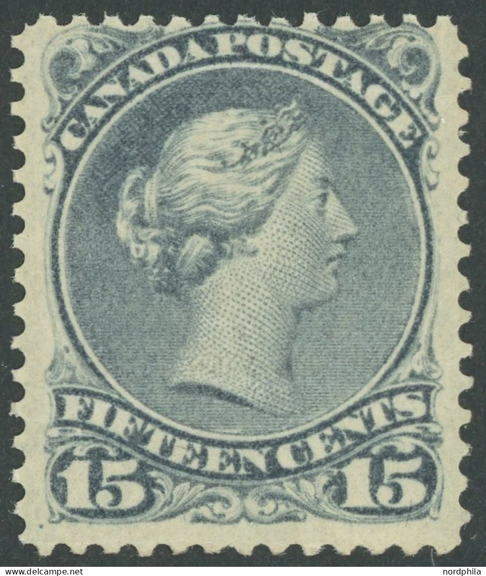 KANADA 24Abx (*), 1868, 15 C. Blauschiefer, Gewöhnliches Papier, Gummierung Nicht Original, Farbfrisch, Pracht, Mi. (240 - Unused Stamps