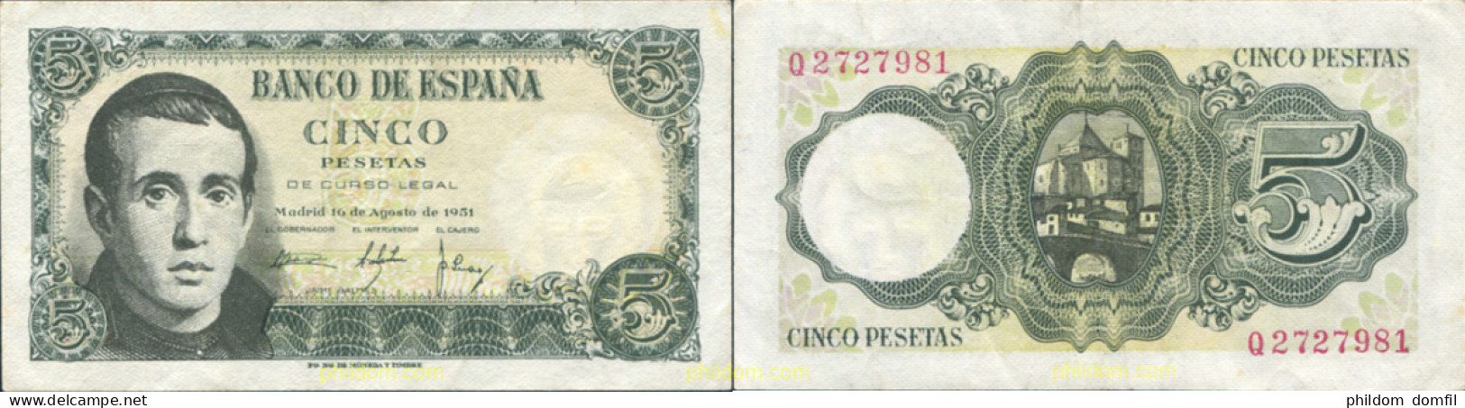 8475 ESPAÑA 1951 5 Pesetas 16 De Agosto 1951 - JAIME BALMES - Otros & Sin Clasificación