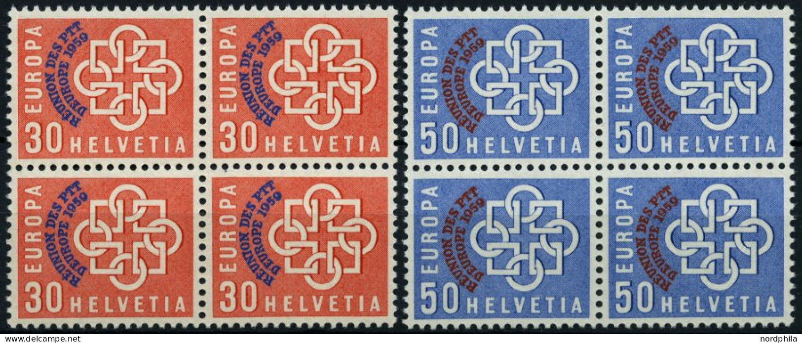 SCHWEIZ BUNDESPOST 681/2  VB **, 1959, PTT In Viererblocks, Prachtsatz, Mi. 160.- - Neufs