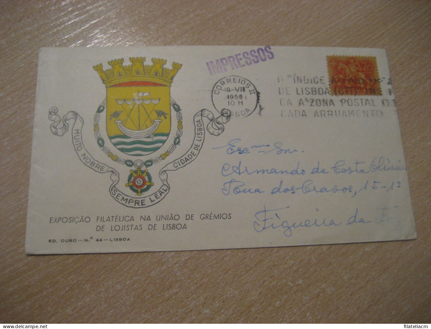 LISBOA 1958 To Figueira Da Foz Expo Fil Uniao Gremios Lojistas Cancel Cover PORTUGAL - Lettres & Documents