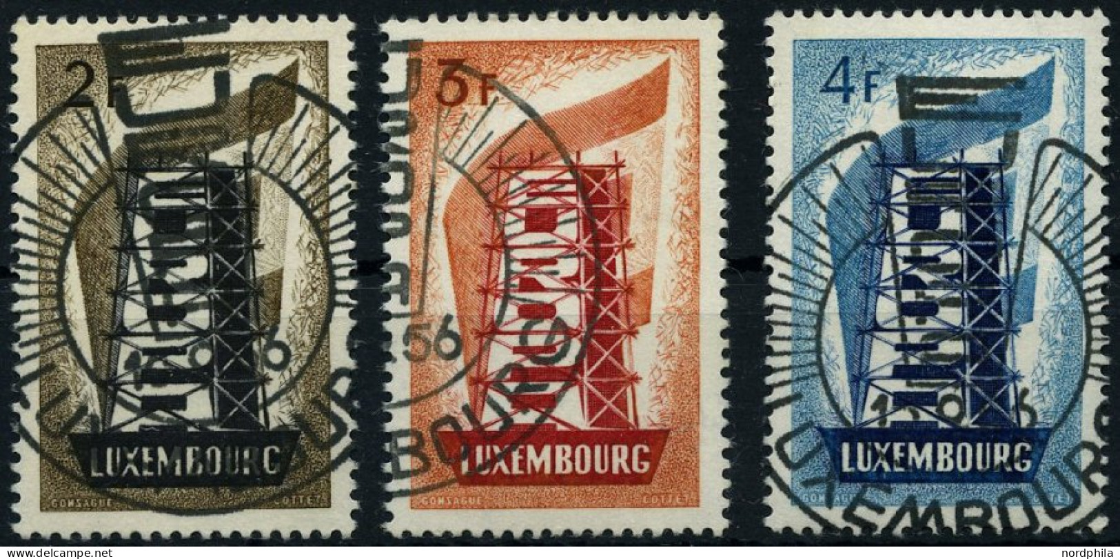 LUXEMBURG 555-57 O, 1956, Europa, Sonderstempel, Prachtsatz, Mi. 80.- - Used Stamps
