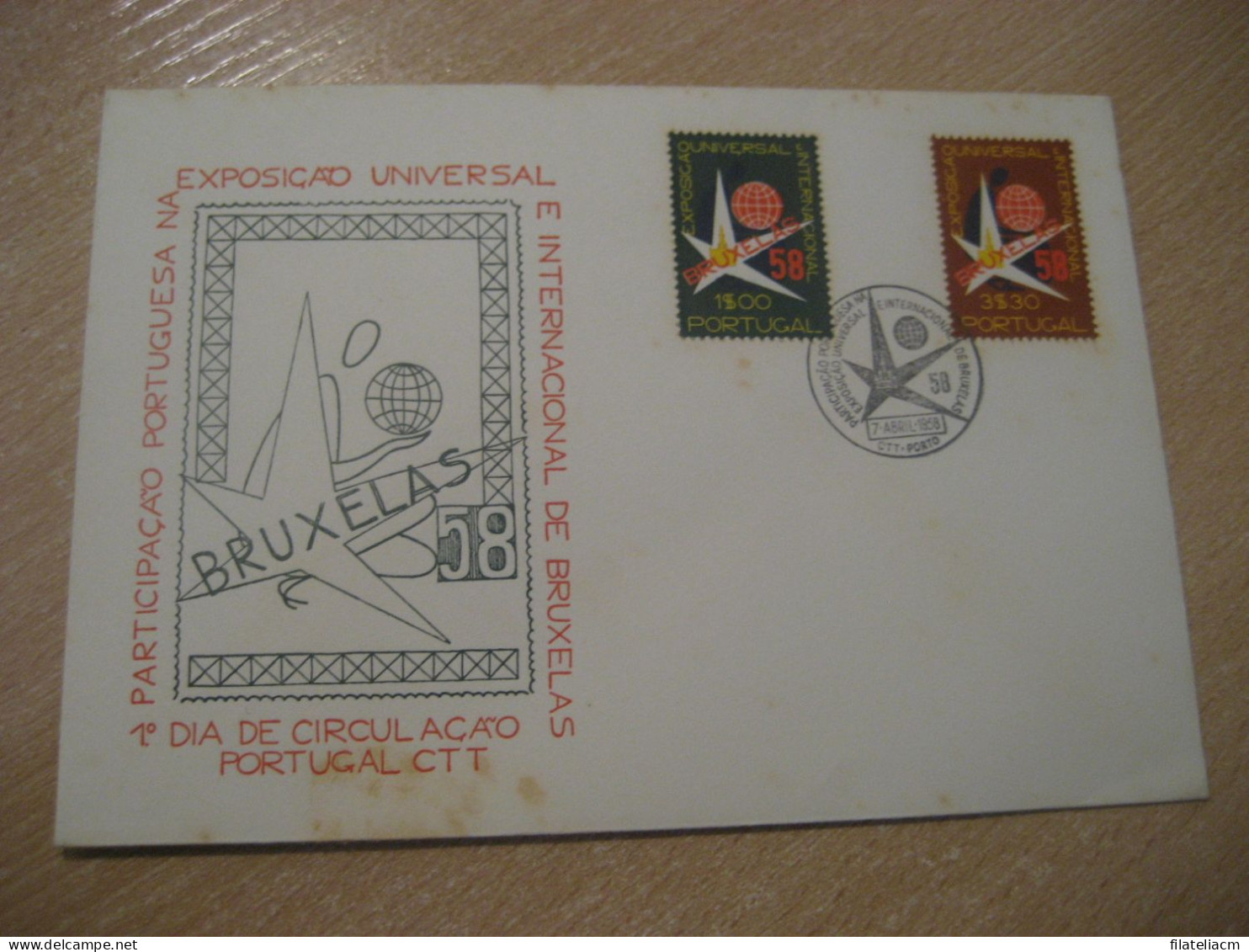 PORTO 1958 Bruxelles Belgium FDC Cancel Cover PORTUGAL - Storia Postale