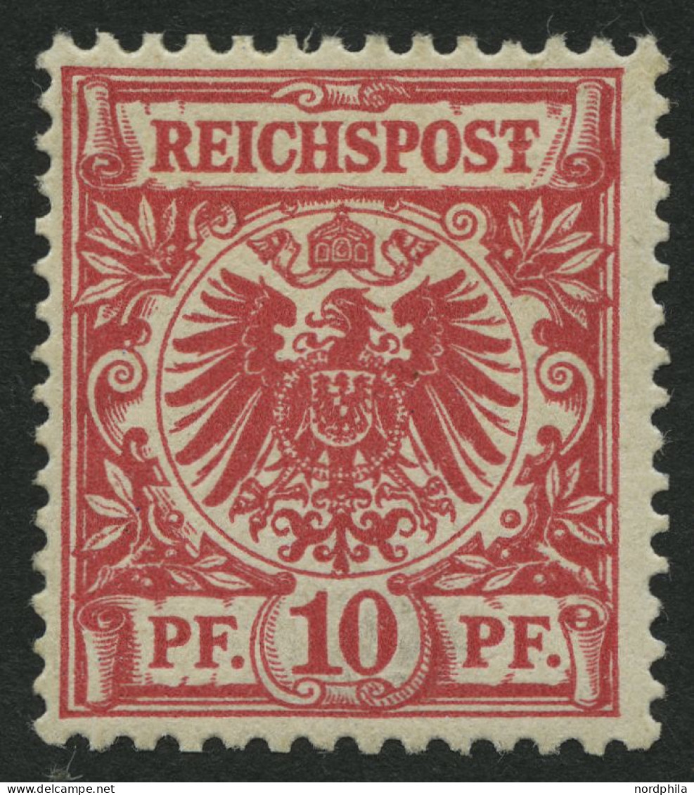 Dt. Reich 47I *, 1889, 10 Pf. Karmin Mit Plattenfehler T Von Reichspost Mit Querbalken, Falzrest, Pracht, Mi. 100.- - Neufs