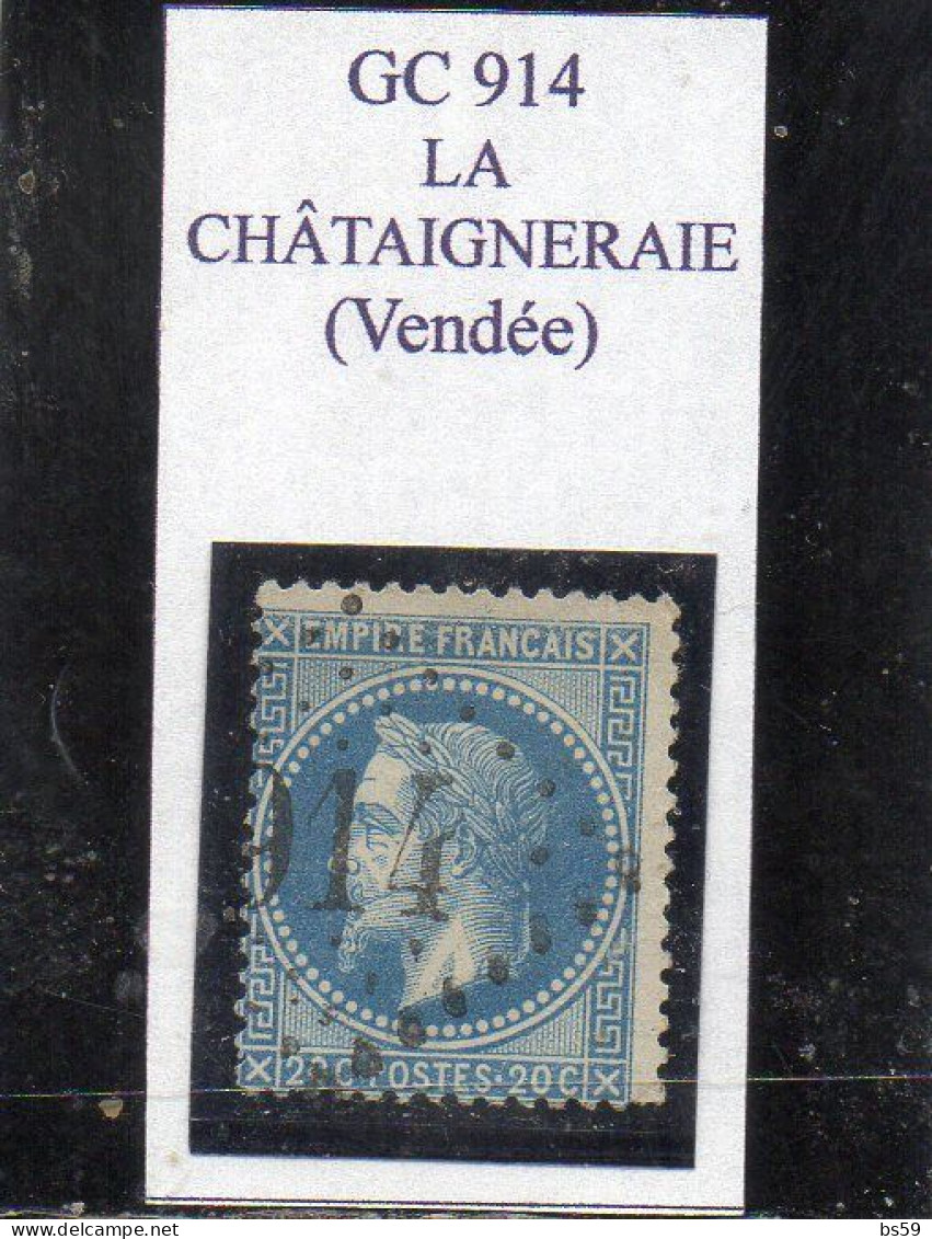 Vendée - N° 29B Obl GC 914 La Châtaigneraie - 1863-1870 Napoleone III Con Gli Allori