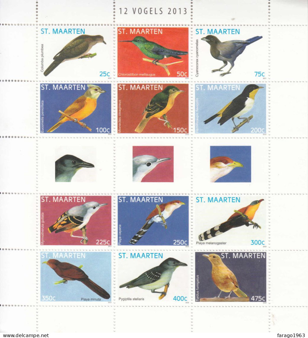 2013 St. Maarten Birds Oiseaux Aves  Miniature Sheet Of 12 MNH - Curaçao, Antilles Neérlandaises, Aruba