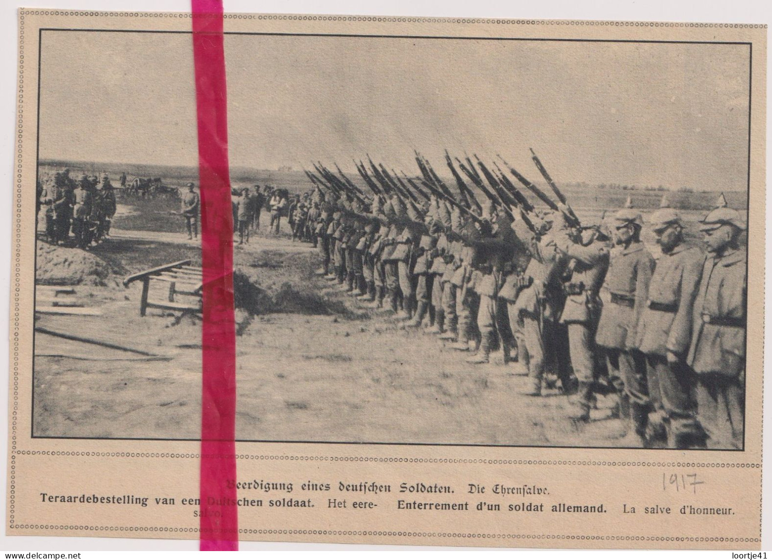 Oorlog Guerre 14/18 - Begrafenis Duits Soldaat, Enterrement Soldat - Orig. Knipsel Coupure Tijdschrift Magazine - 1917 - Non Classés