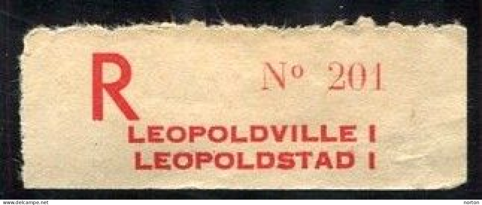 Congo Léopoldville 1 Etiquette De Recommandé Type 2Ad/R/M (bilingue) ND. Dent. Bords Dr. Et Inf. - Lettres & Documents